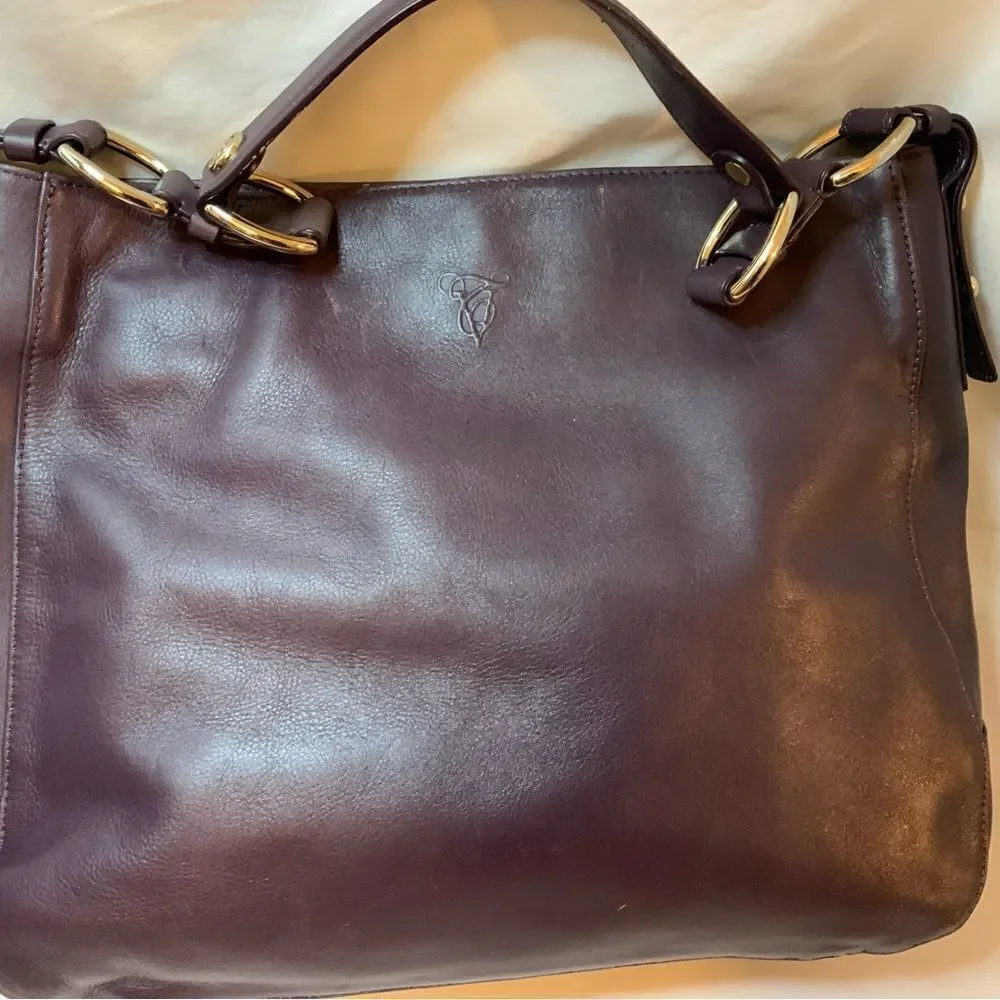 TRE VERO Purple Leather  Hobo Handbag Purse Bag-VERY NICE